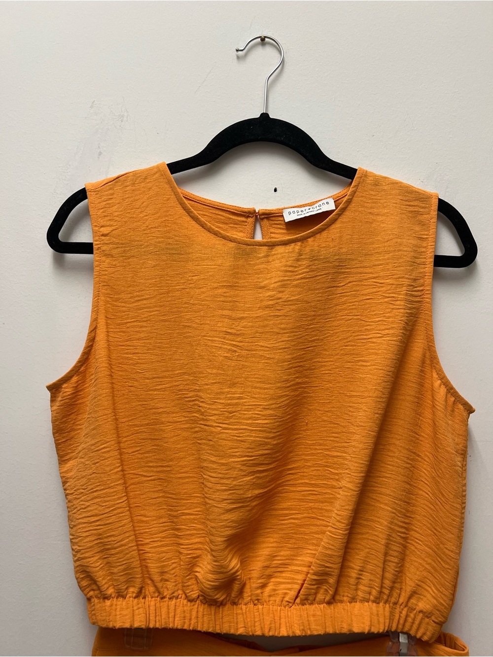 Paper Crane orange two piece crop top sleeveless shirt and wide leg pants set L - Picture 2 of 8